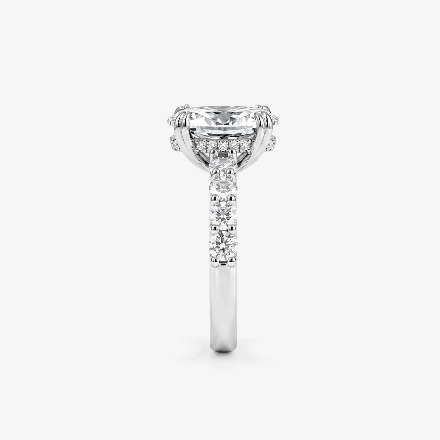 Oval Moissanite Graduated Shoulder Ring