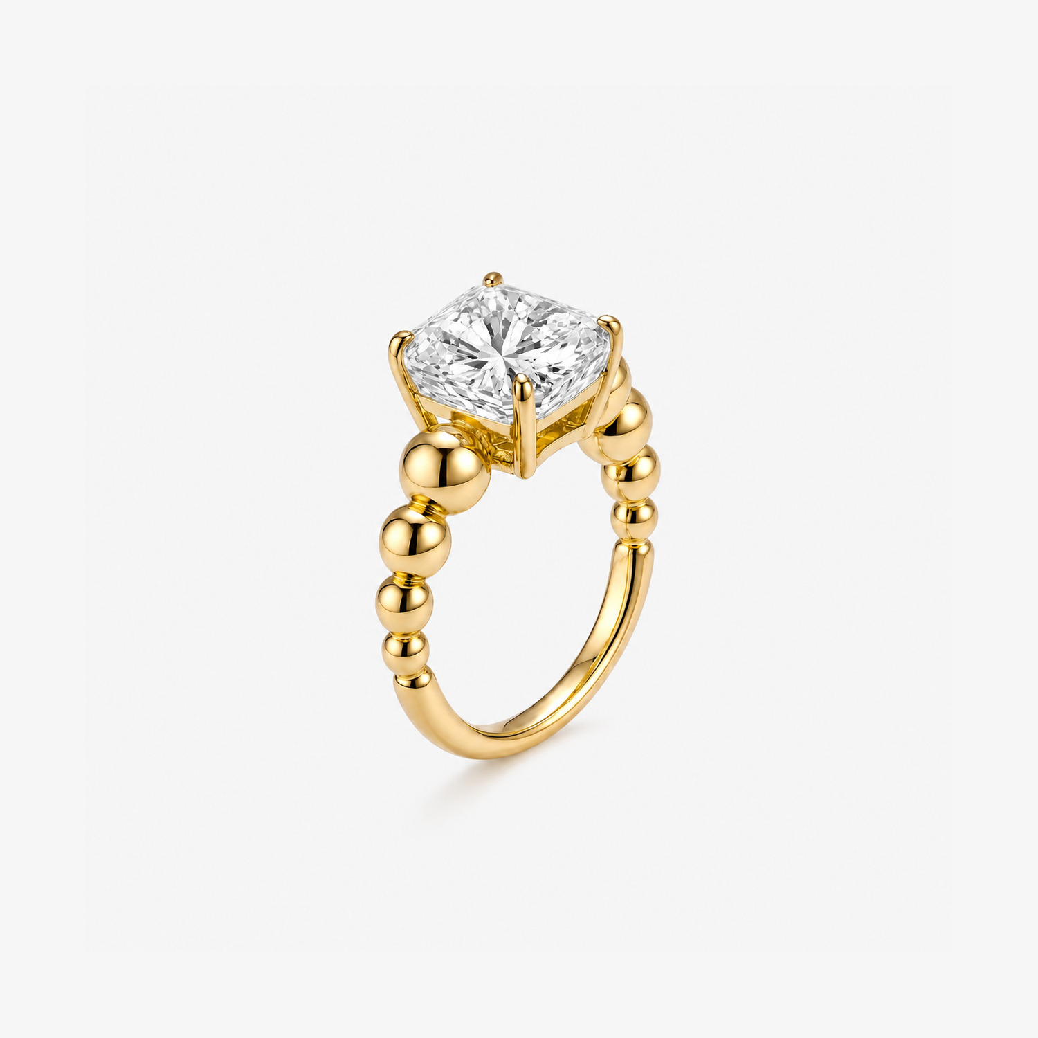 Bubble Band Cushion Cut Moissanite Ring