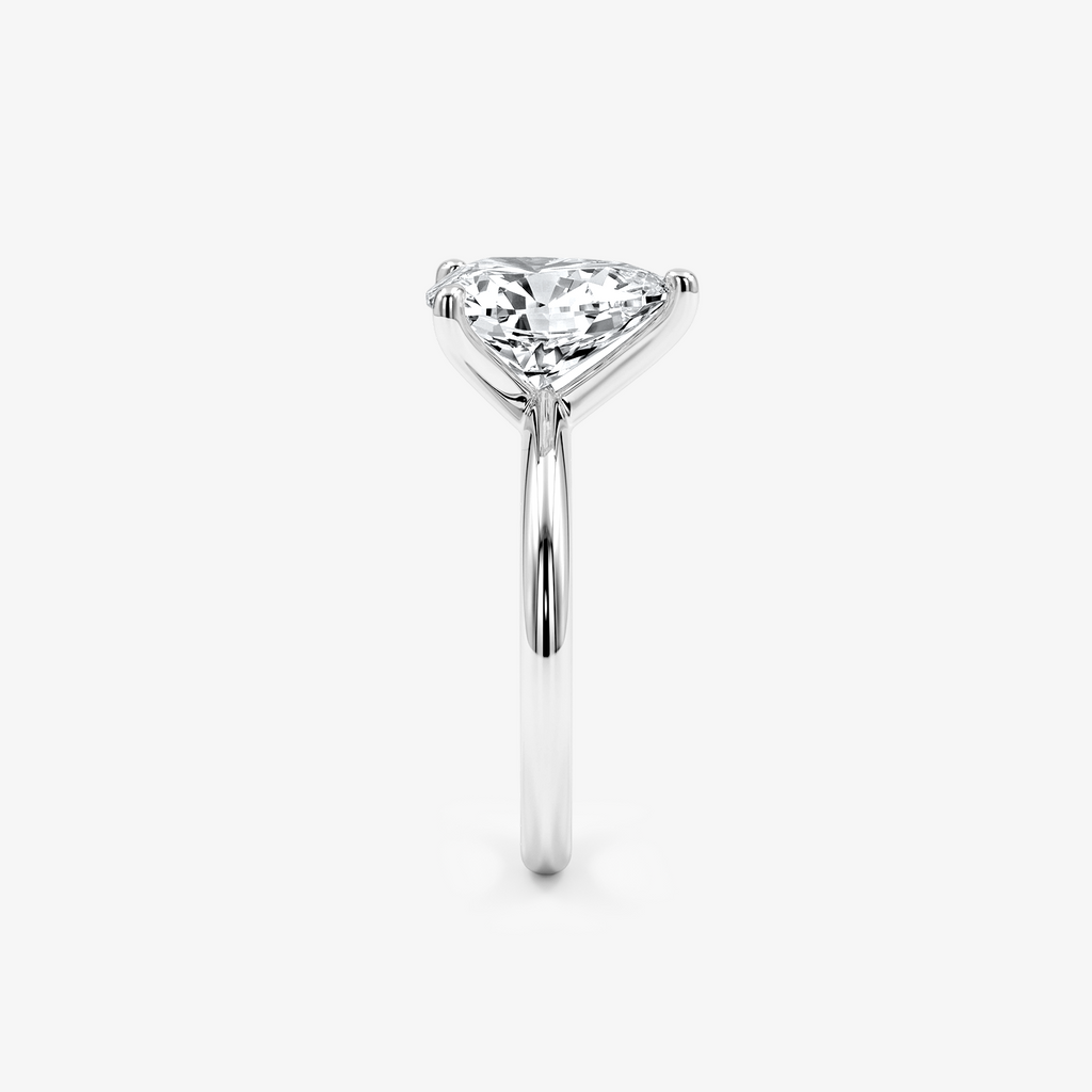 Pear Moissanite Solitaire Plain Band Ring