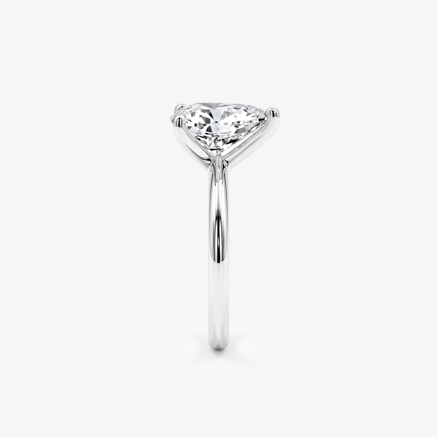 Pear Moissanite Solitaire Plain Band Ring