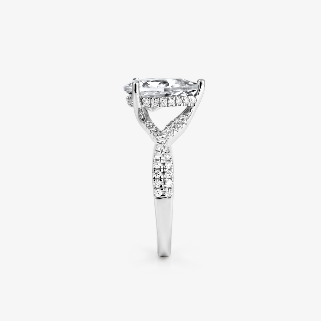 Pear Moissanite Split Shank Pavé Ring