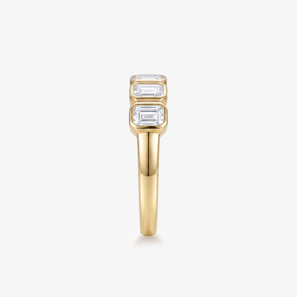 Emerald Moissanite Bezel Five Stone Band