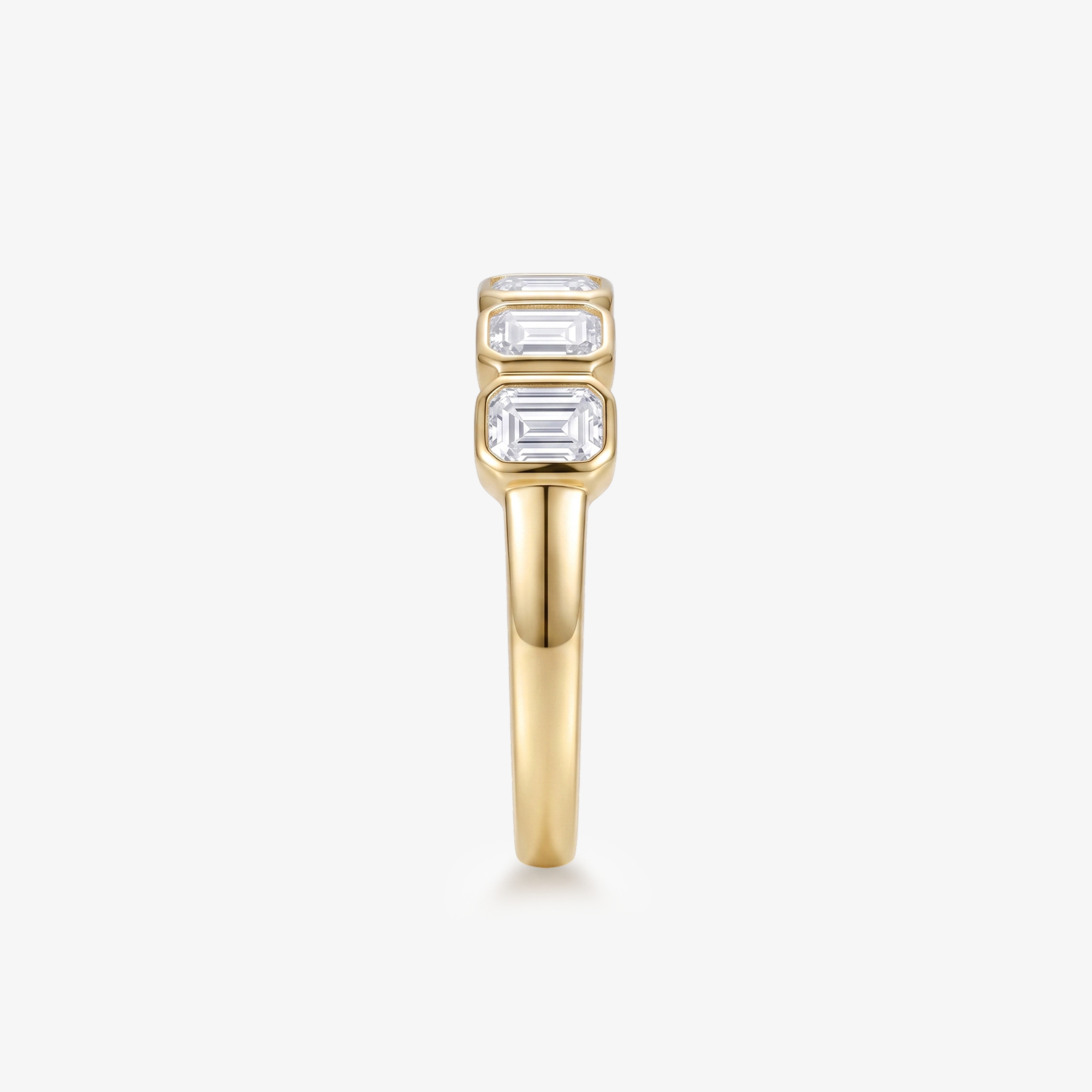 Emerald Moissanite Bezel Five Stone Band