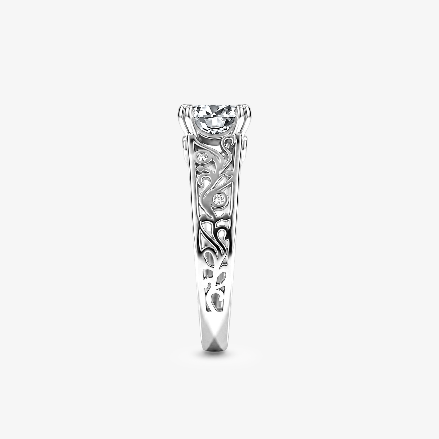 Round Moissanite Vintage Filigree Solitaire Ring