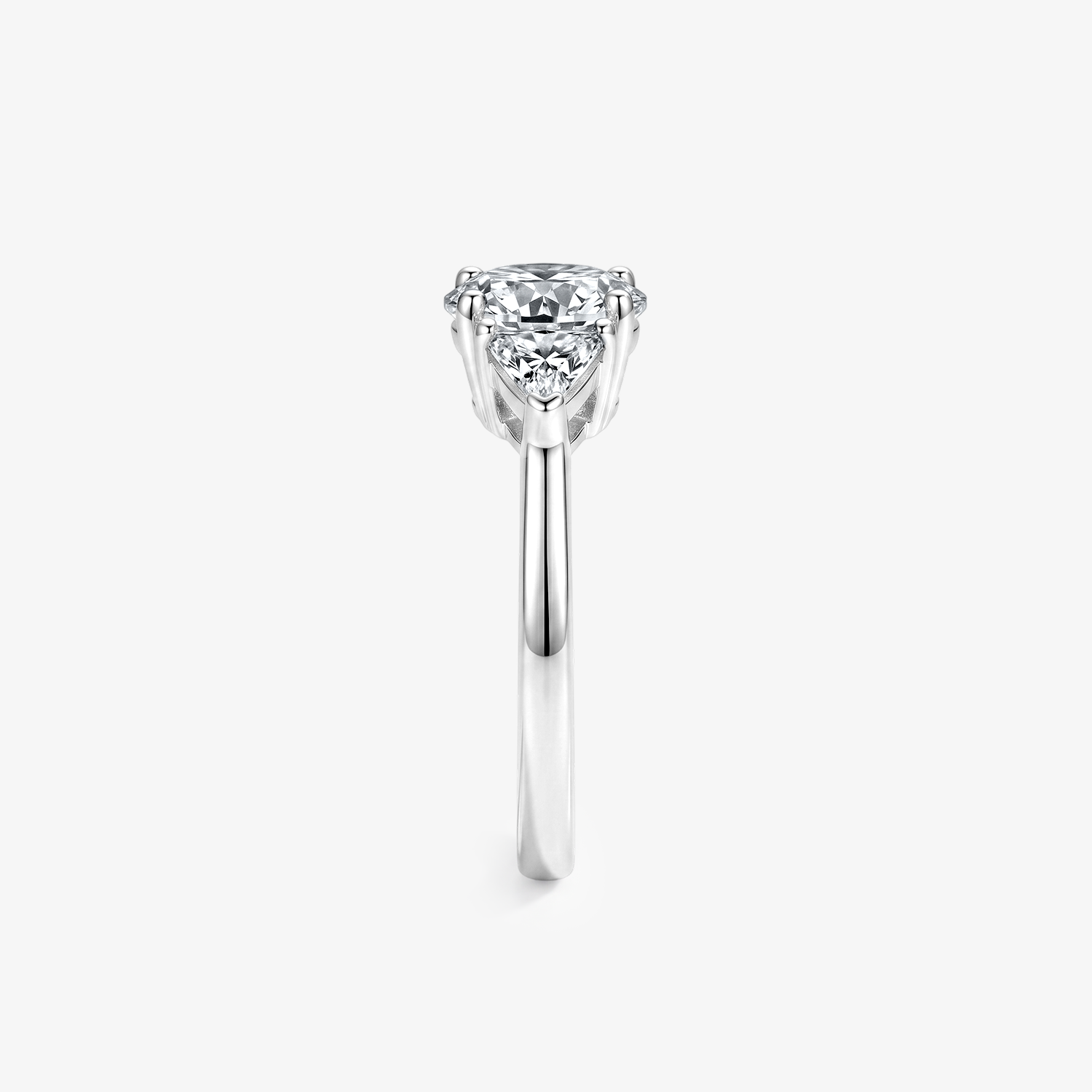 Round Moissanite Trillion Three Stone Ring