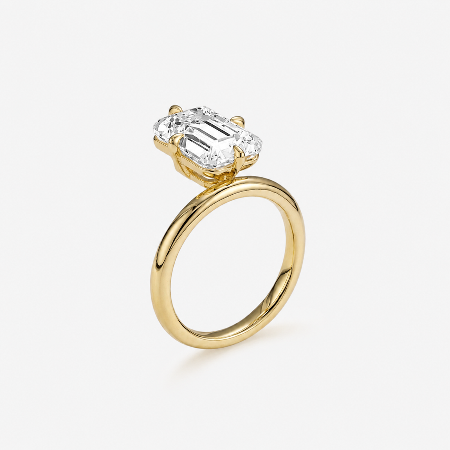 Emerald Cut Moissanite Solitaire Ring