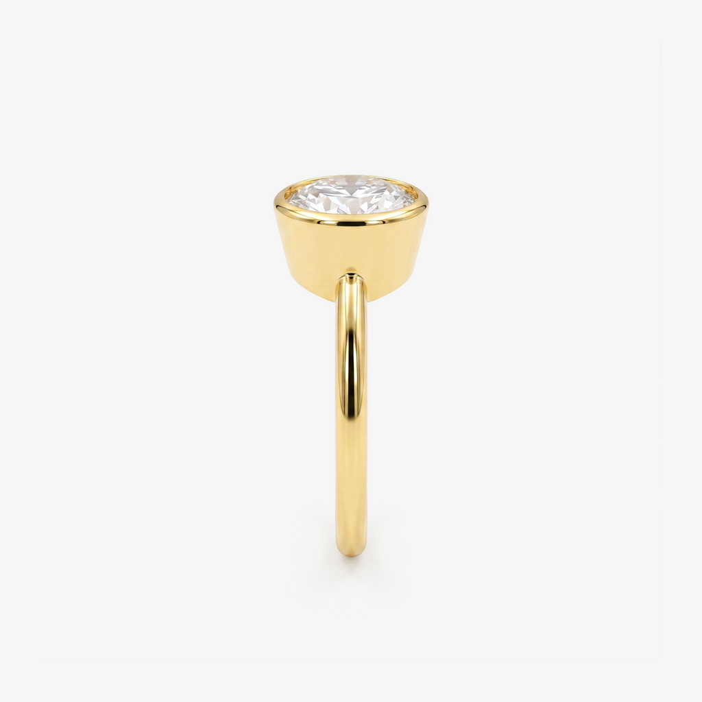 Round Moissanite Bezel Solitaire Gold Ring