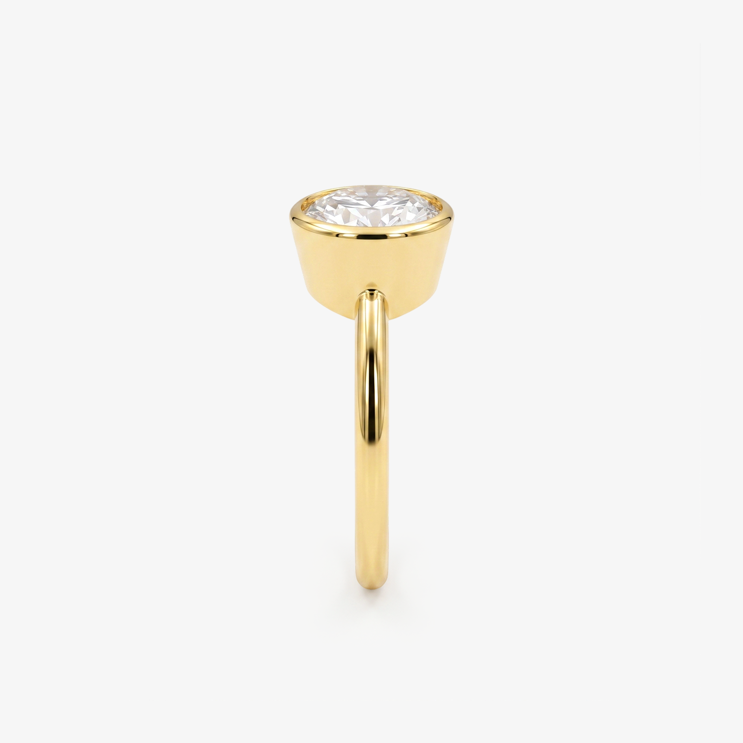 Round Moissanite Bezel Solitaire Gold Ring