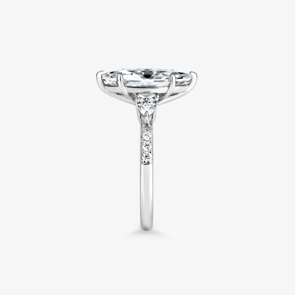 Marquise Pear Moissanite Three Stone Pavé Ring