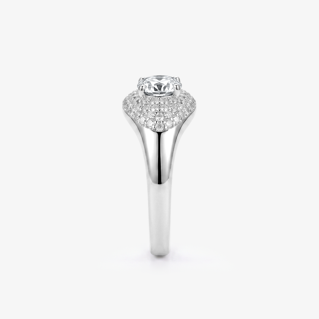 Round Moissanite Dome Pavé Bombé Ring
