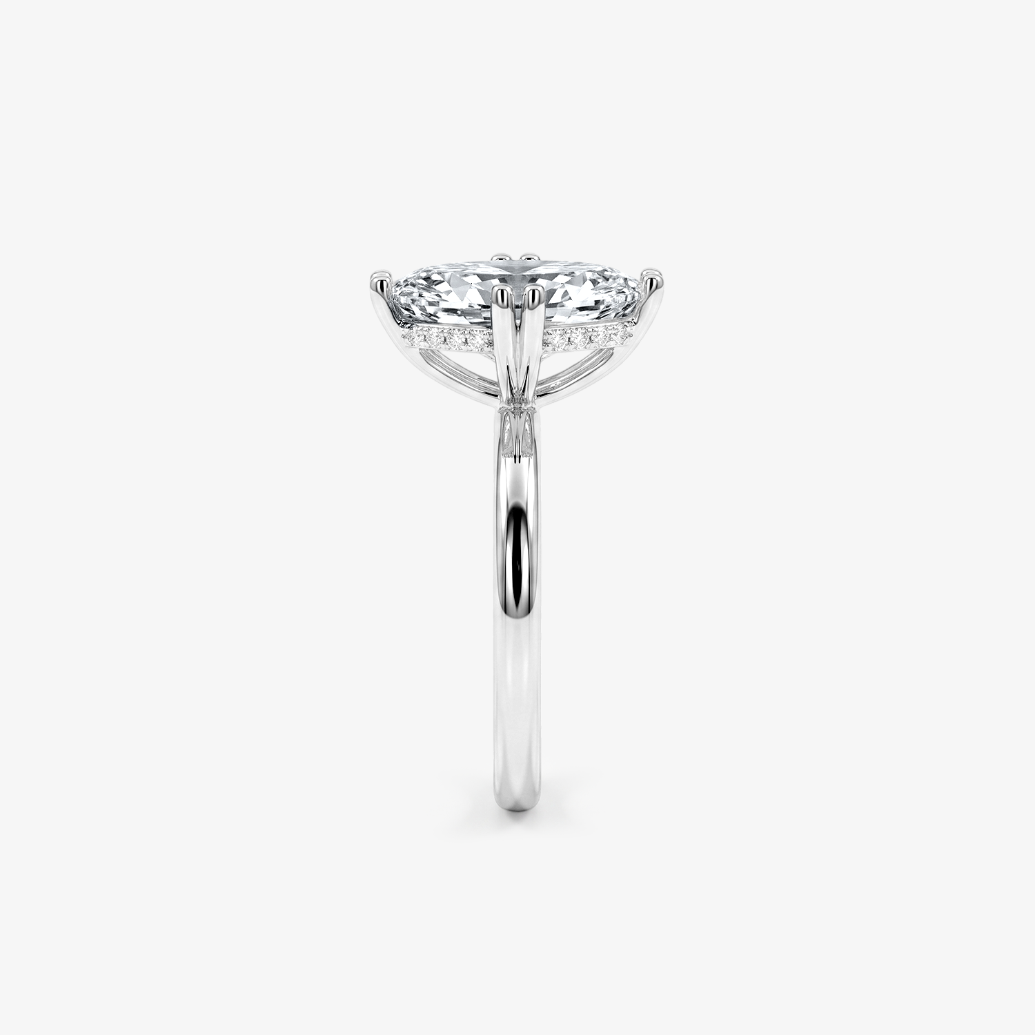 Marquise Moissanite Hidden Halo Solitaire Ring