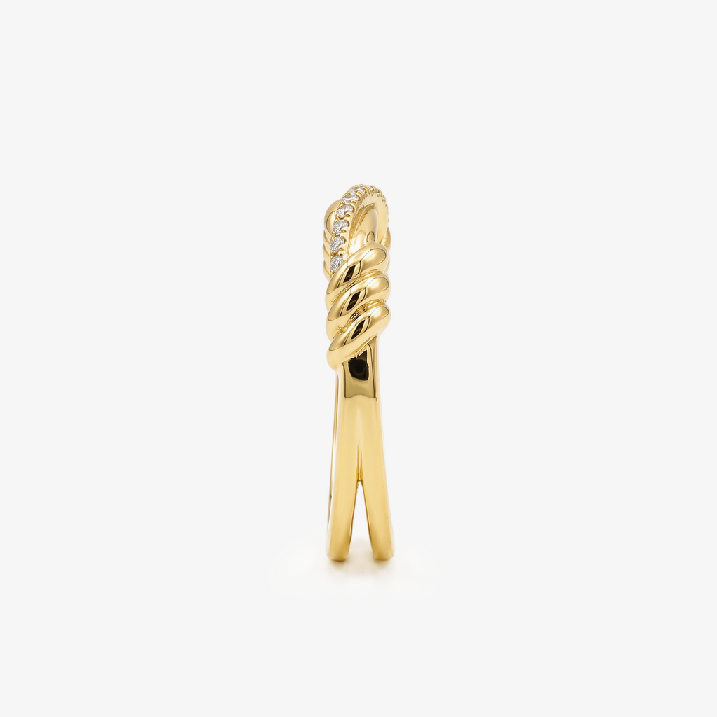 Moissanite Rope Knot Double Band Gold Ring