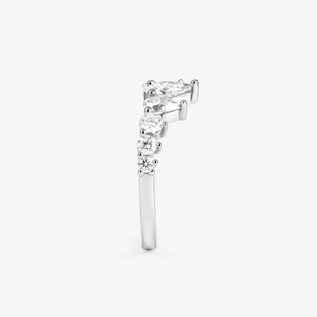 Pear Moissanite Crown Tiara Band Ring