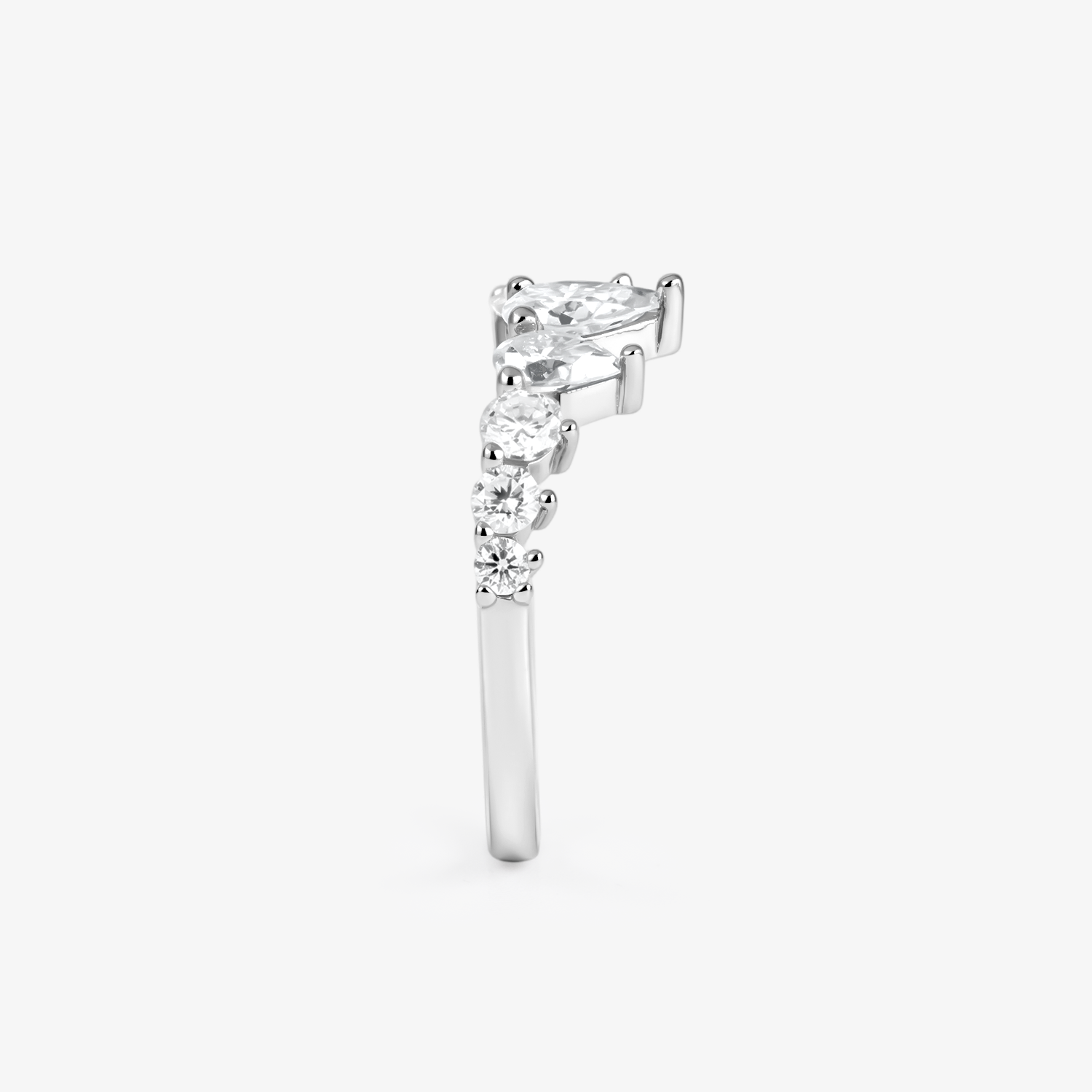 Pear Moissanite Crown Tiara Band Ring