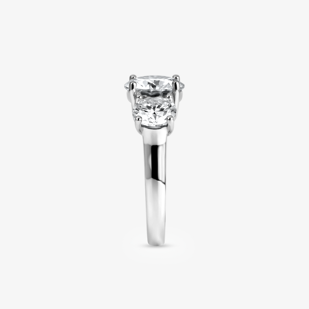 Round Moissanite Three Stone Ring