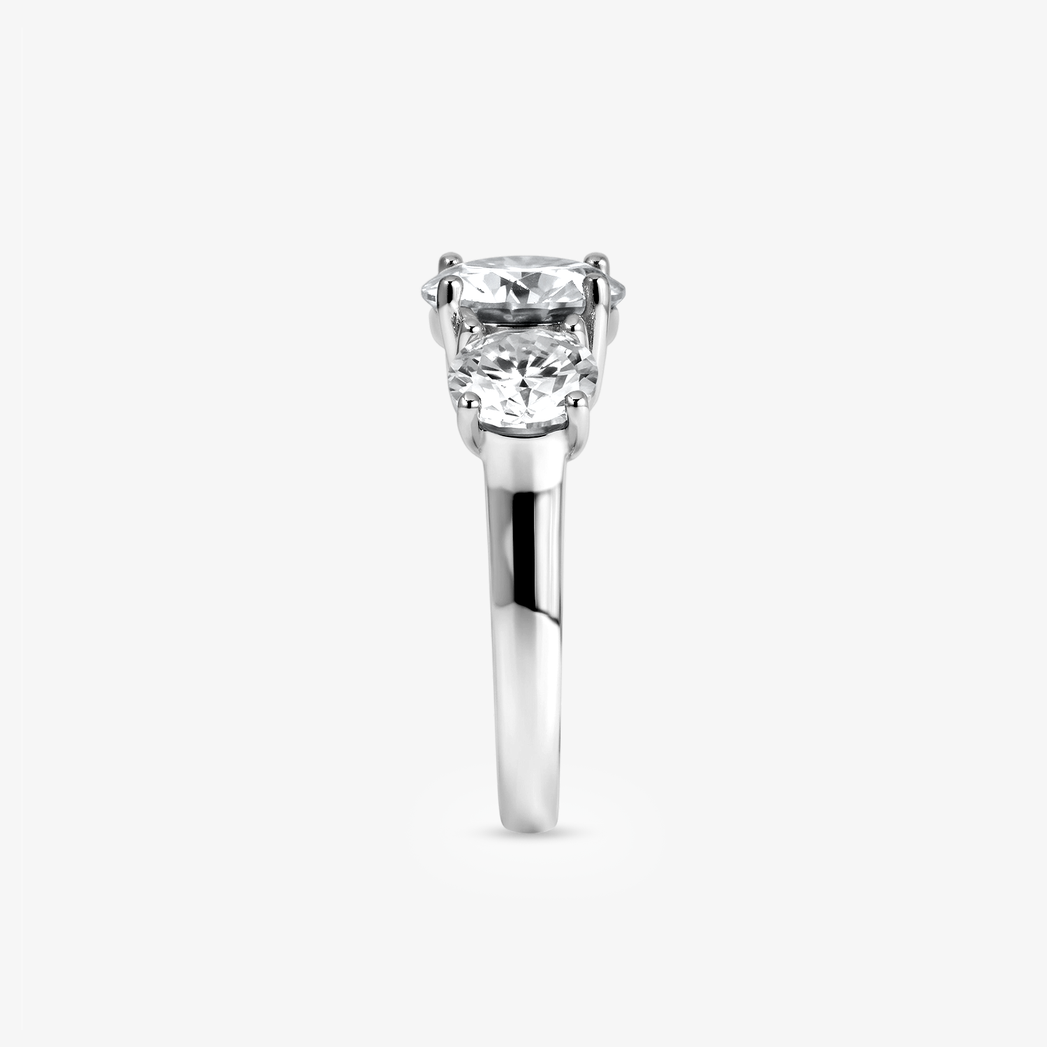Round Moissanite Three Stone Ring