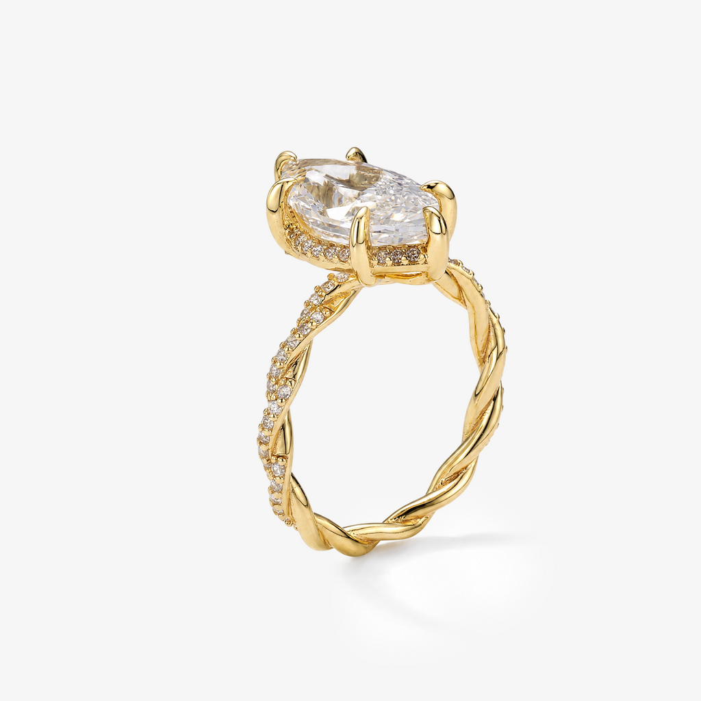 Marquise Cut Twisted Pavé Ring