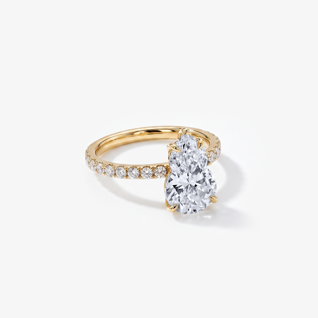 3ct Pear Lab Diamond Pavé Band Ring