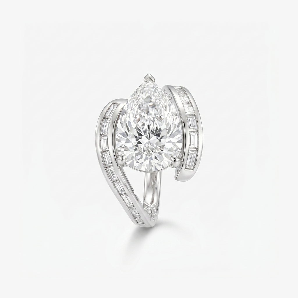 5ct Pear Lab Diamond Bypass Ring