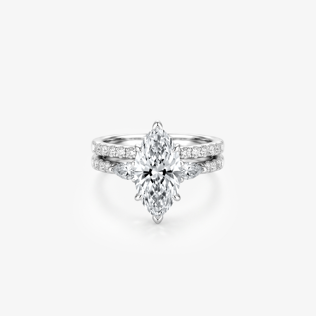 Marquise Pear Moissanite Bridal Ring Set