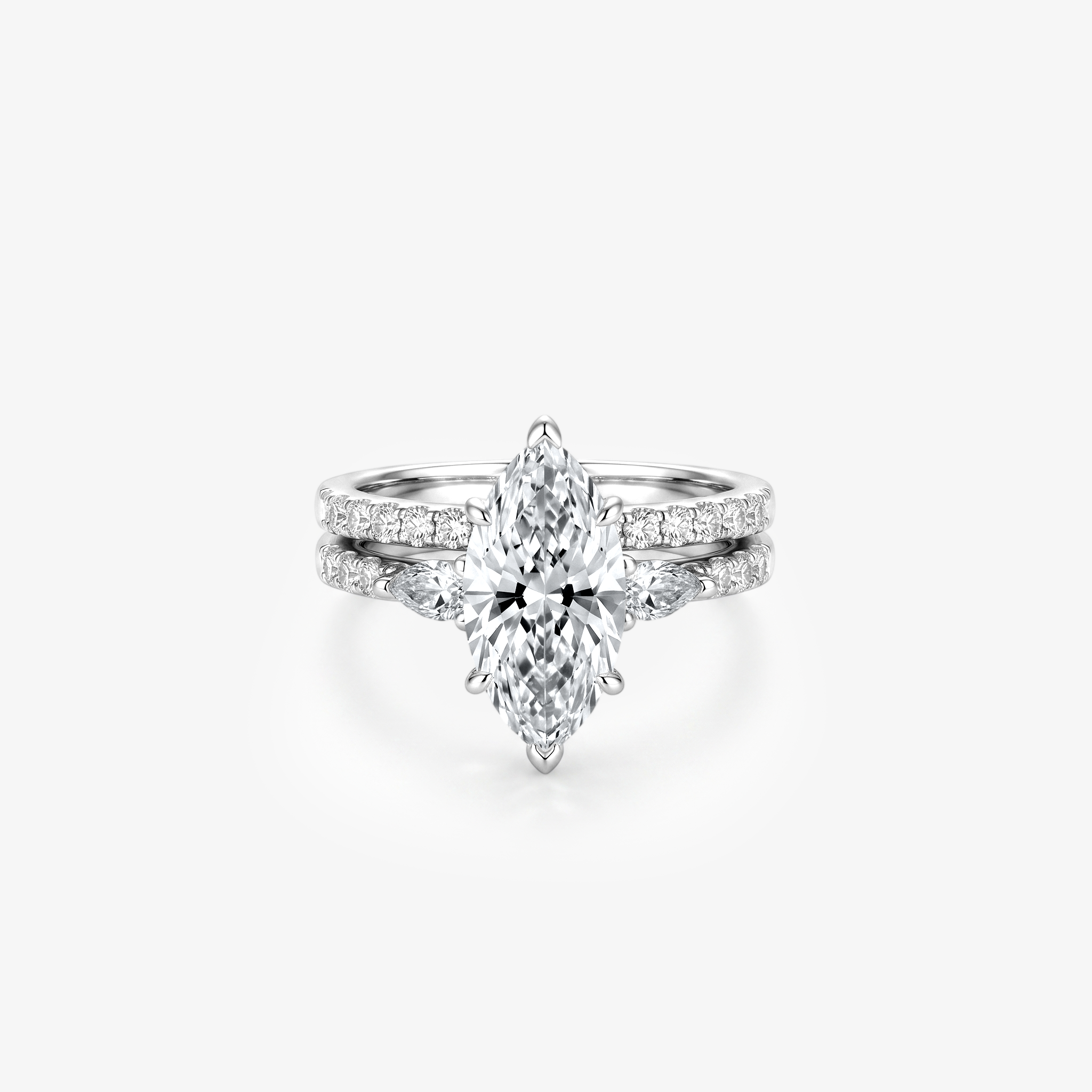 Marquise Pear Moissanite Bridal Ring Set