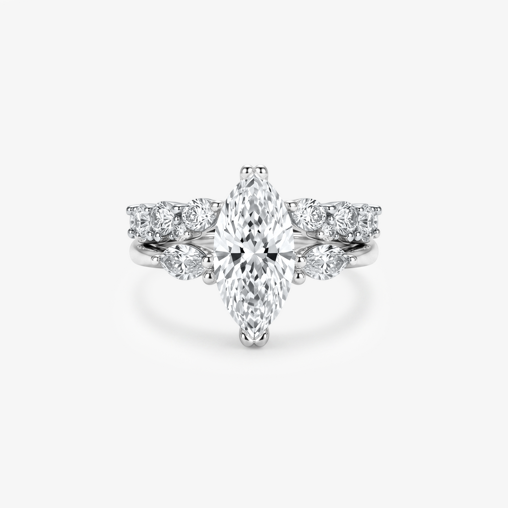 Marquise Moissanite Bridal Ring Set