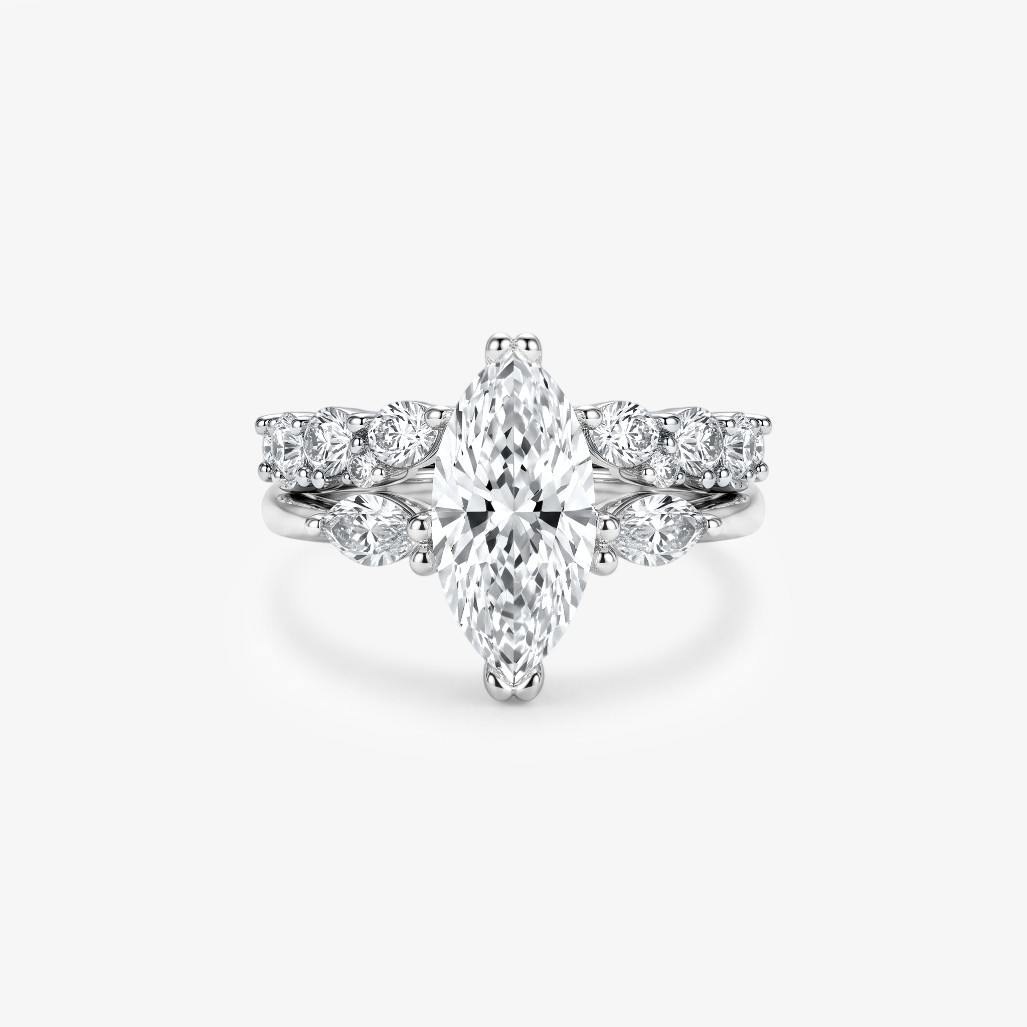 Marquise Moissanite Bridal Ring Set