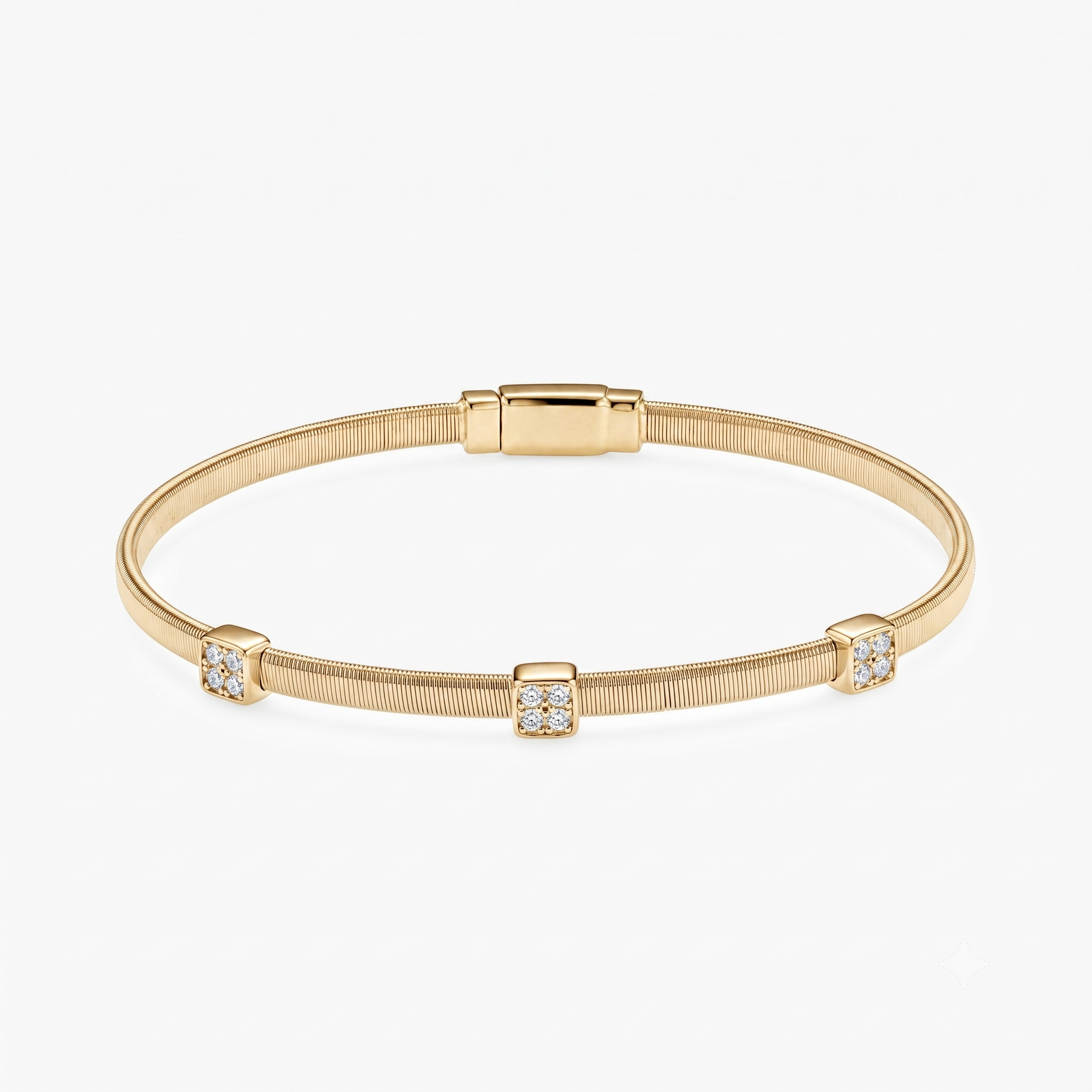 Moissanite Pavé Square Station Coil Bangle