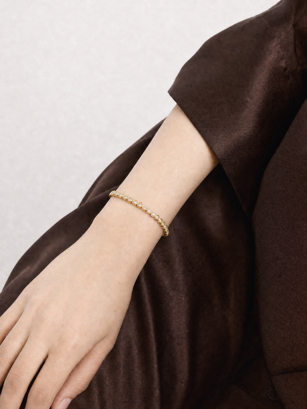 Moissanite Bezel Tennis Bracelet in Gold