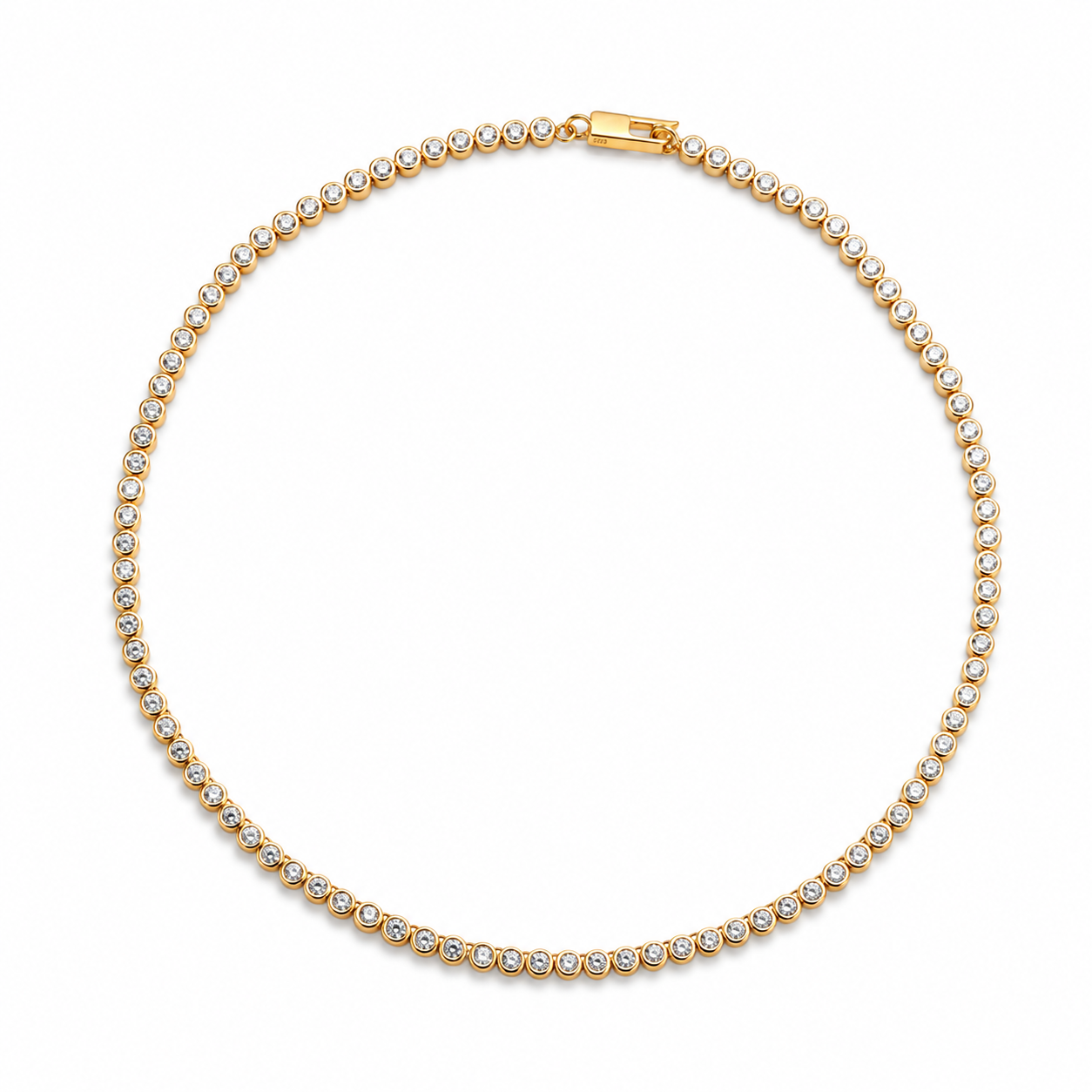 Moissanite Bezel Tennis Necklace in Gold