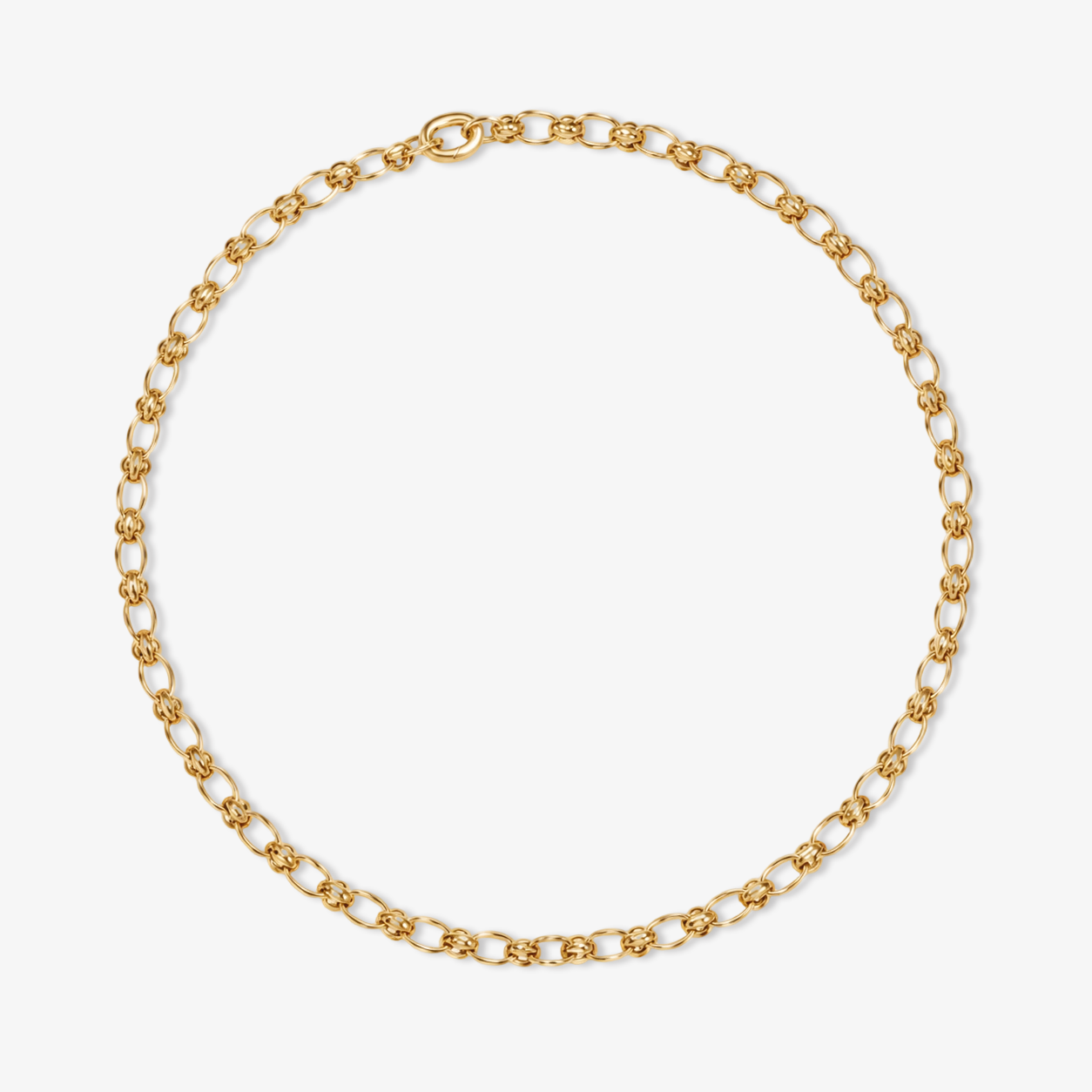 Gold Twisted Oval Link Chain Necklace