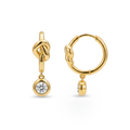 Knot Charm Bezel Drop Hoop Earrings