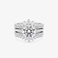 Round Moissanite Crown Halo Bridal Ring Set