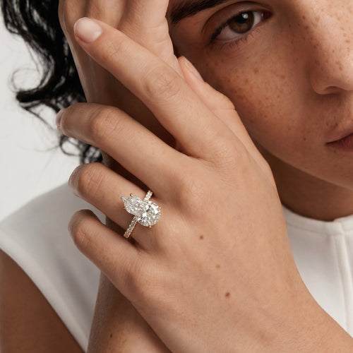 3ct Pear Lab Diamond Pavé Band Ring