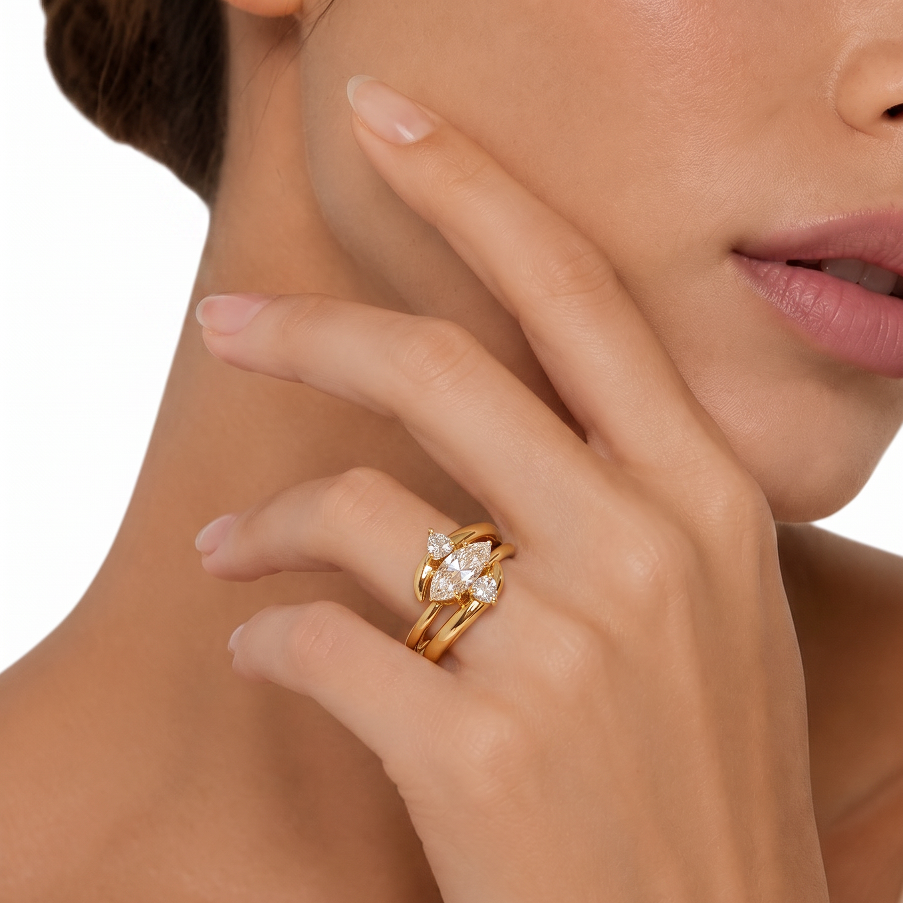 Marquise Triple Stone Detachable Ring Set