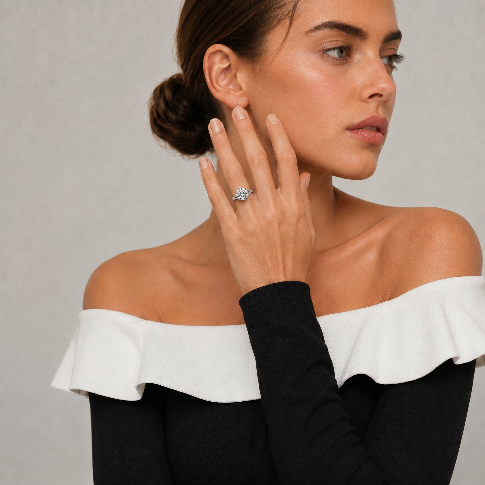 Round Moissanite Six Prong Solitaire Ring
