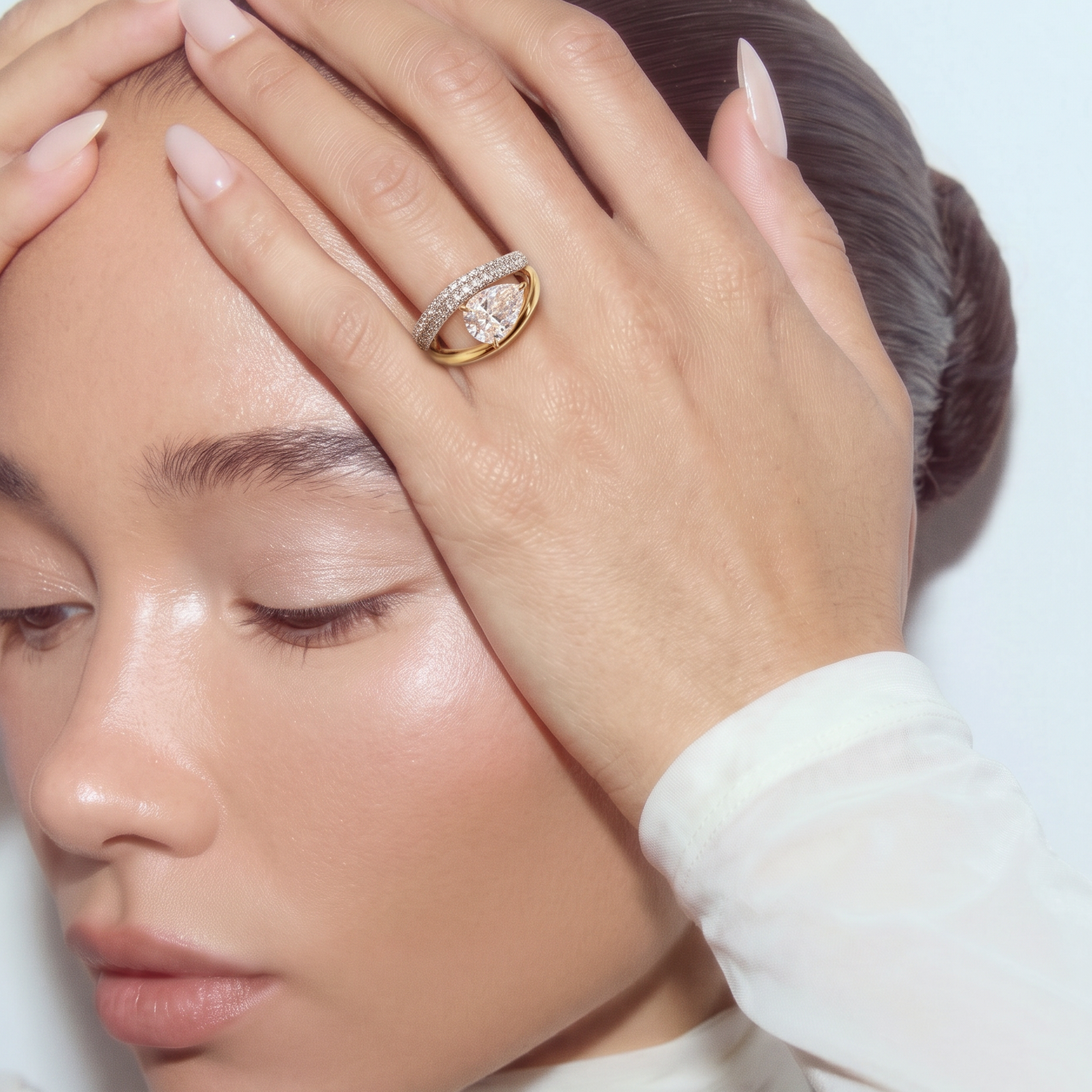 Two-Tone Pear Cut Stackable Ring Set