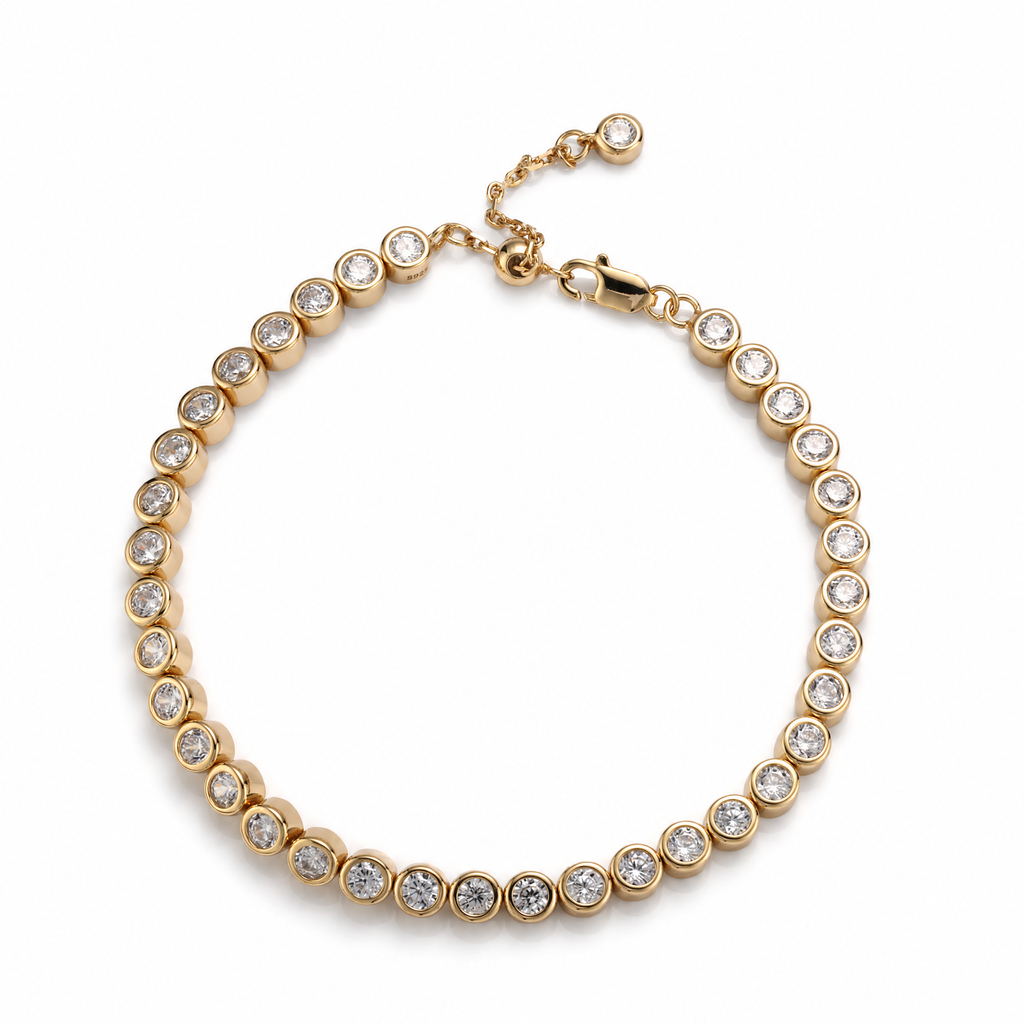 Moissanite Bezel Tennis Bracelet in Gold