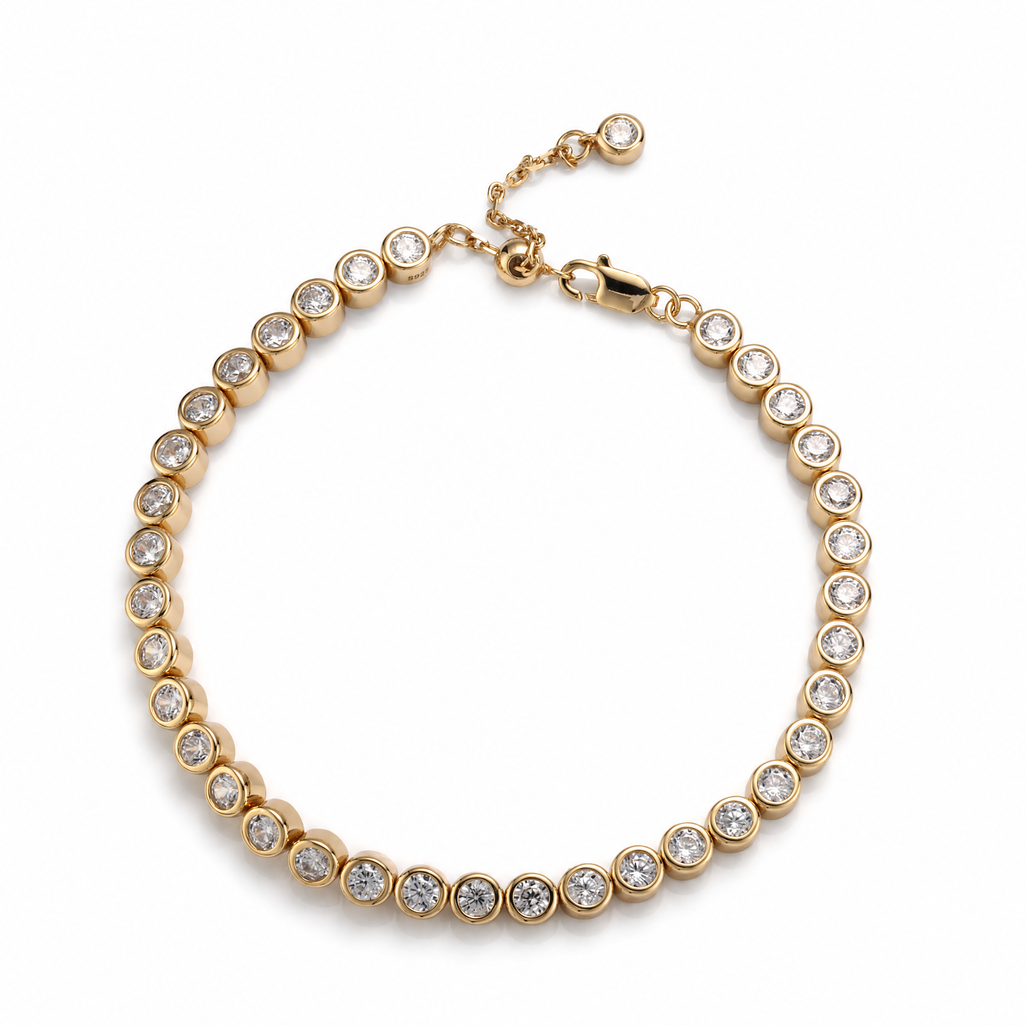 Moissanite Bezel Tennis Bracelet in Gold