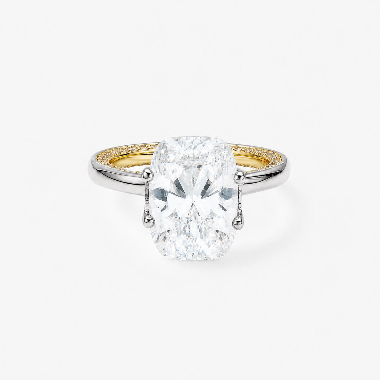 Two-Tone Pavé Band Solitaire Ring
