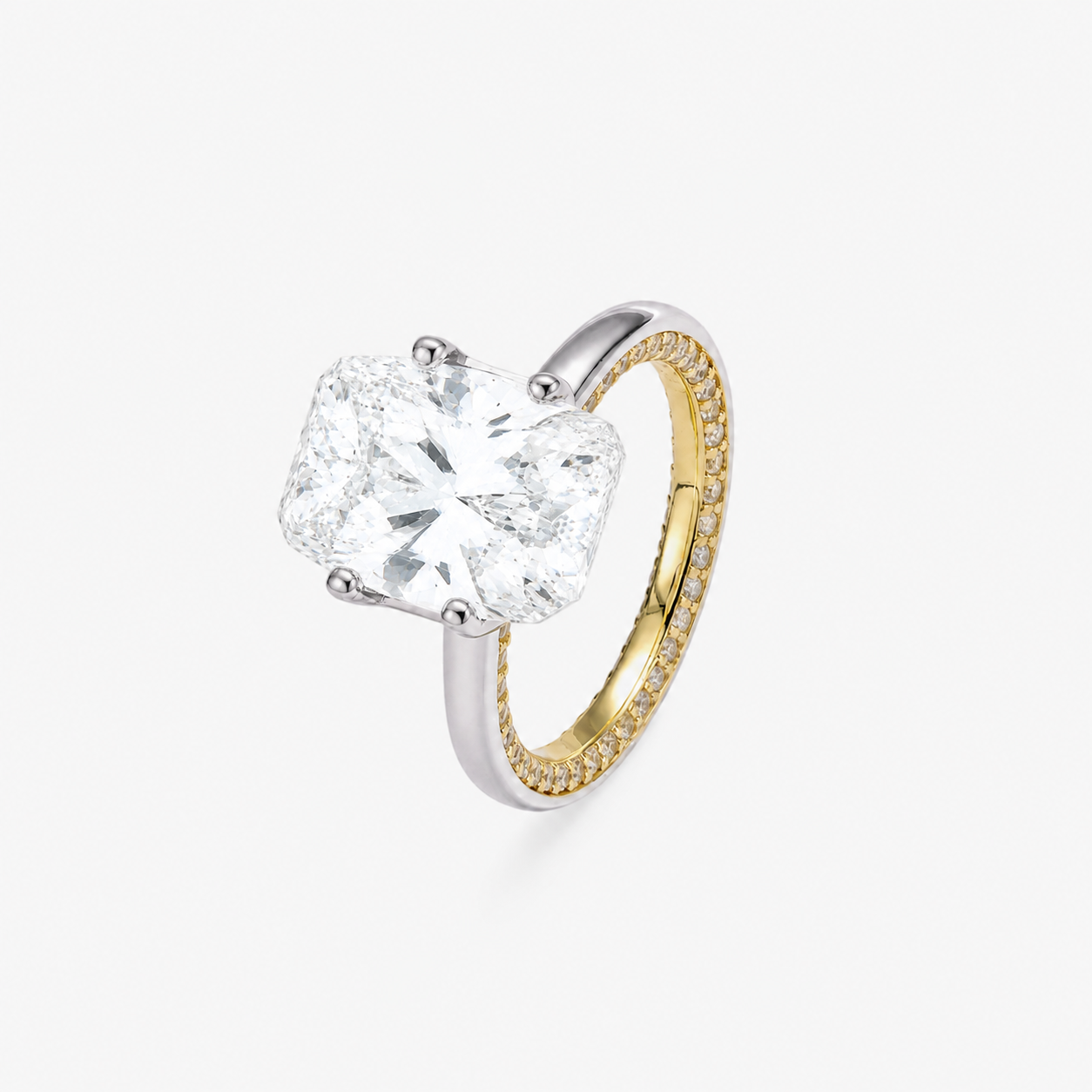 Two-Tone Pavé Band Solitaire Ring