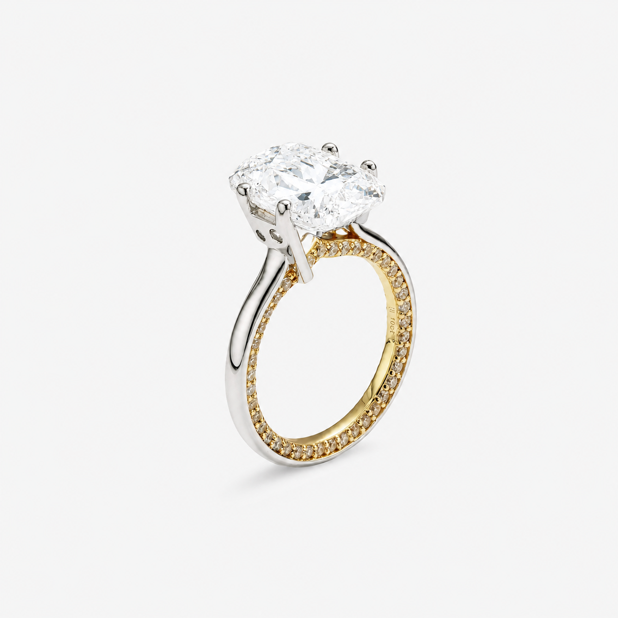 Two-Tone Pavé Band Solitaire Ring