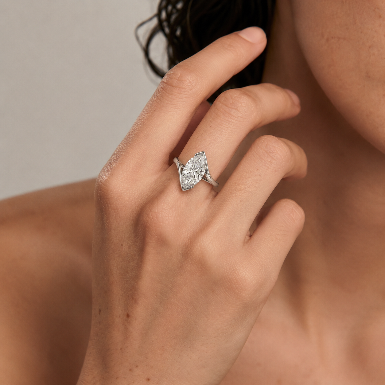 5ct Marquise Lab Diamond Bypass Ring