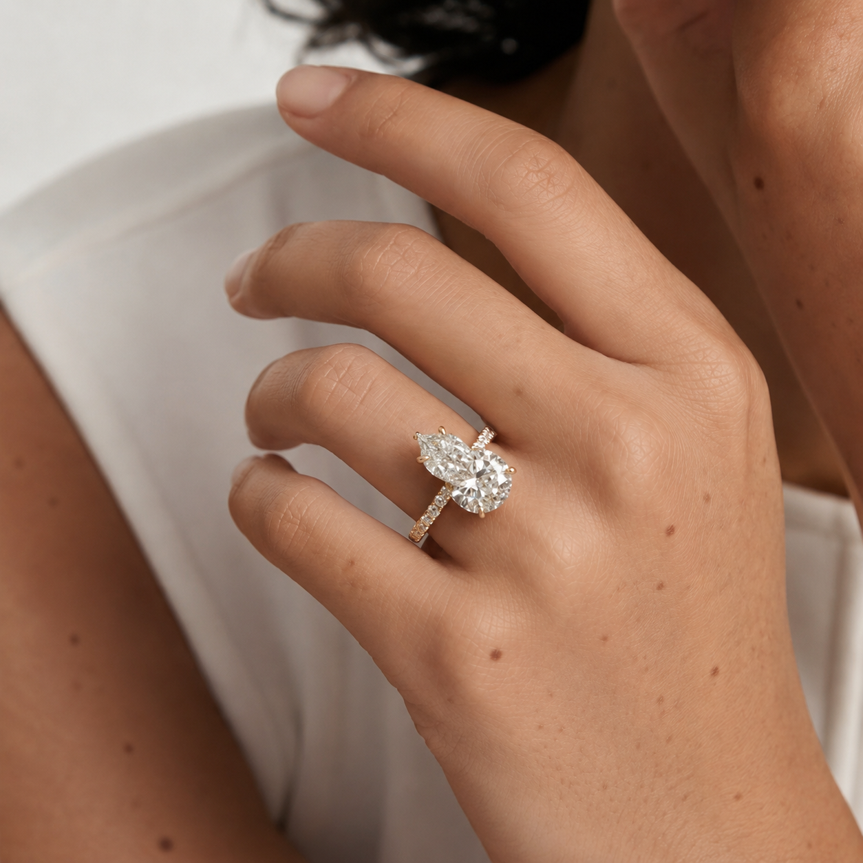 3ct Pear Lab Diamond Pavé Band Ring