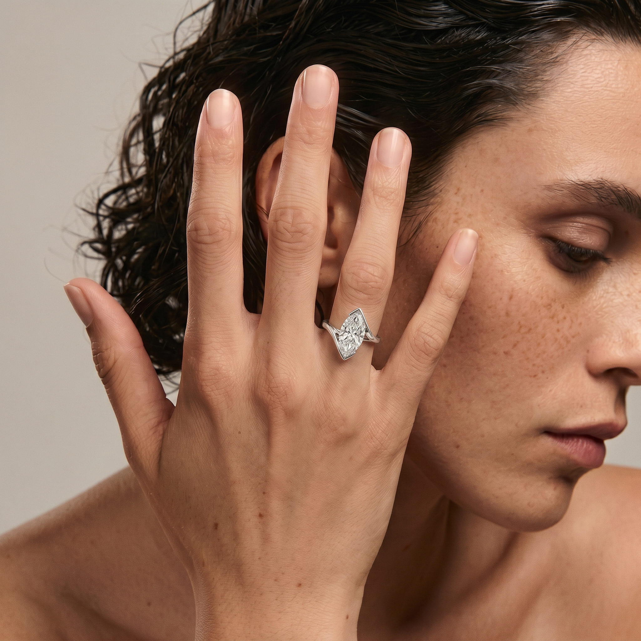 5ct Marquise Lab Diamond Bypass Ring