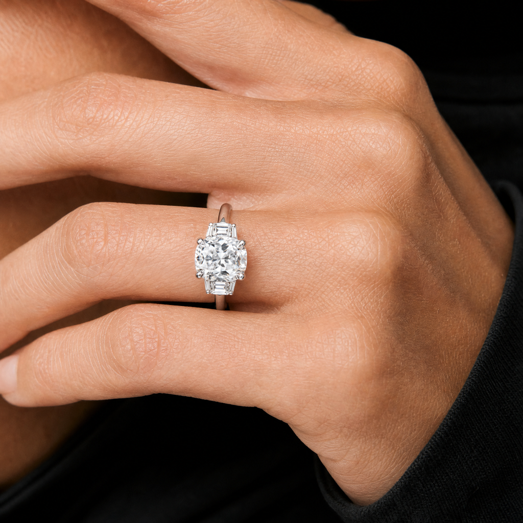 5ct Radiant Lab Diamond Trilogy Ring