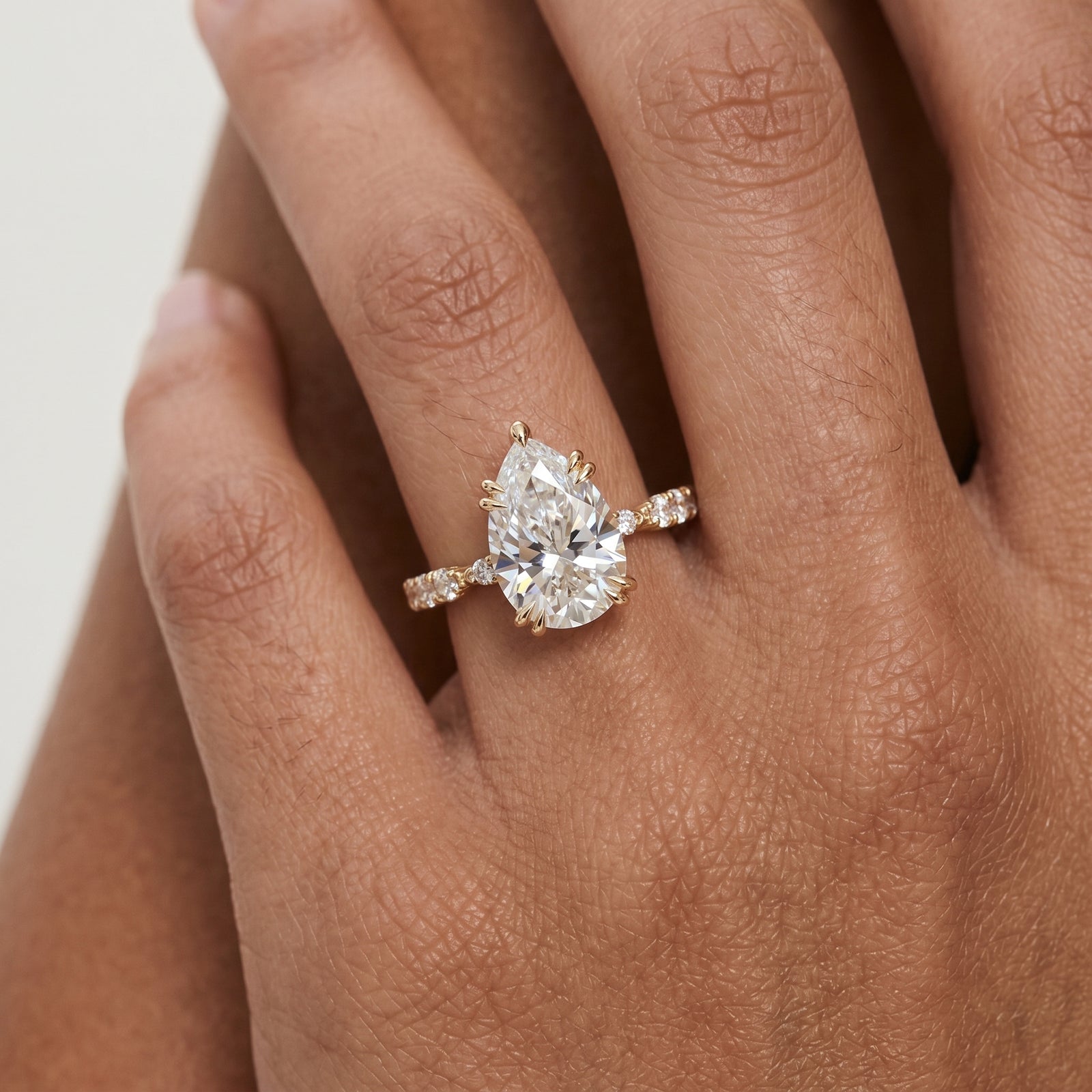 Pear Cut Moissanite Marquise Band Ring