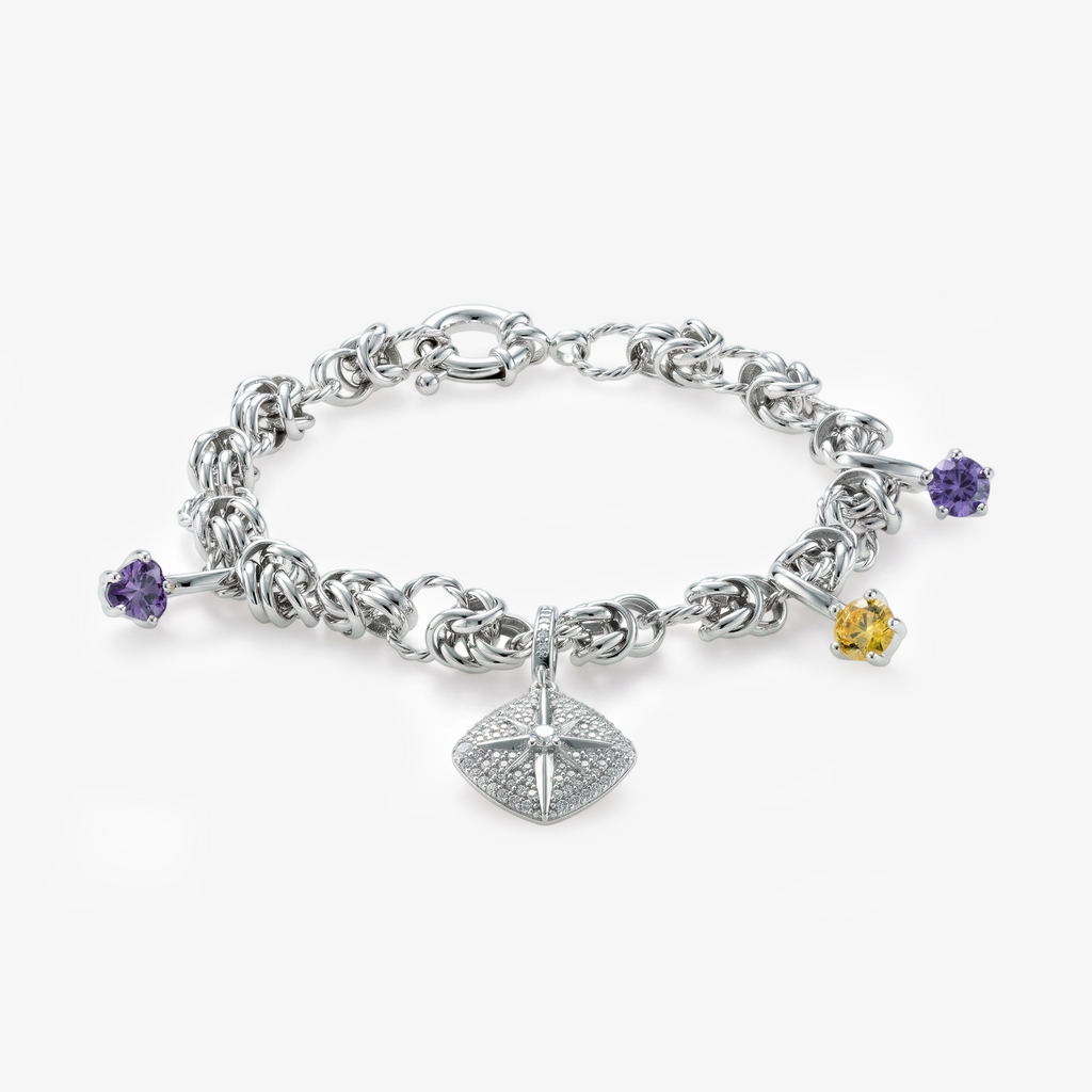 Multi-Charm Star Pavé Mixed Link Bracelet