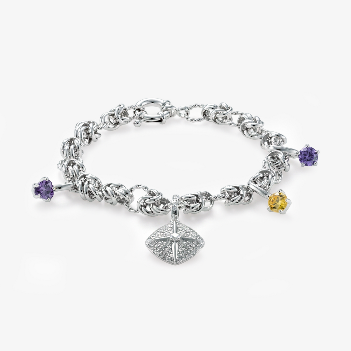 Multi-Charm Star Pavé Mixed Link Bracelet
