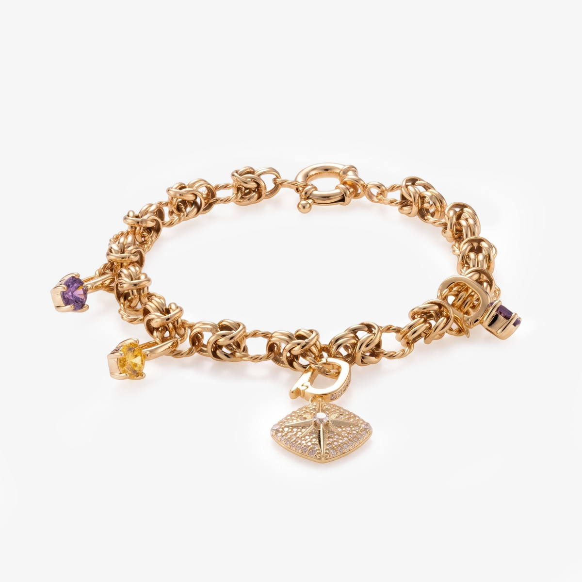 Multi-Charm Star Pavé Mixed Link Bracelet